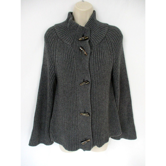 Talbots Sweaters - VINTAGE Y2k Talbots Cardigan Sweater Womens Medium Cashmere Blend Gray Chunky
